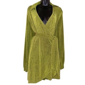 PRINCESS POLLY Women Green Party Time Mini Dress
